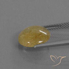 Cuarzo rutilo Amarillo medio natural de 3.68 ct, Redondo, Transparente
