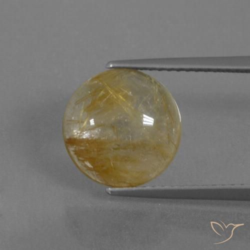 4.34ct Natural Amarillo terroso Cuarzo rutilo, Redondo, Transparente