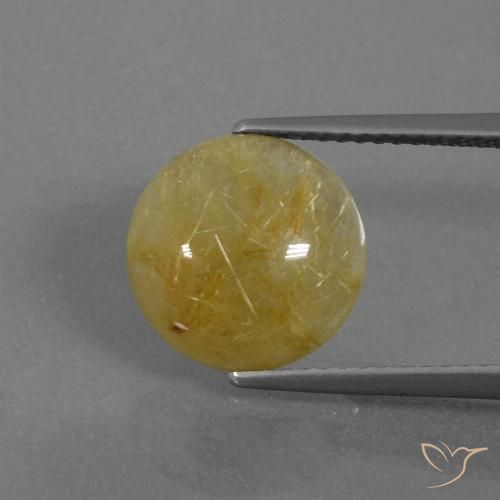 4.30ct Natural Amarillo dijón Cuarzo rutilo, Redondo, Translúcido