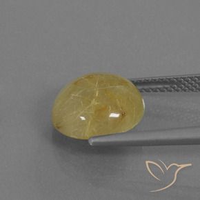 Cuarzo rutilo Amarillo dijón natural de 4.30 ct, Redondo, Translúcido