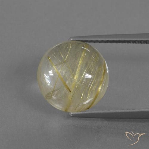 4.56ct Natural Amarillo pálido Cuarzo rutilo, Redondo, Transparente