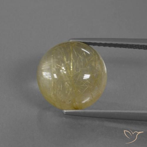 5.55ct Natural Amarillo terroso Cuarzo rutilo, Redondo, Transparente