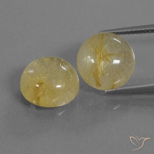 10.70ctw Natural Amarillo terroso Cuarzo rutilo, Redondo, Transparente