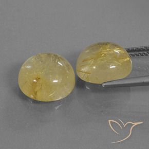 Gemas de Cuarzo rutilo Amarillo terroso natural de 10.70 ct, Redondo, Transparente