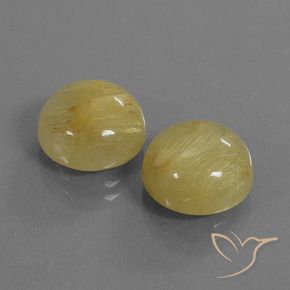 Gemas de Cuarzo rutilo Amarillo medio natural de 11.05 ct, Redondo, Translúcido