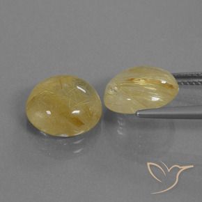 Gemas de Cuarzo rutilo Amarillo pálido natural de 8.61 ct, Redondo, Transparente