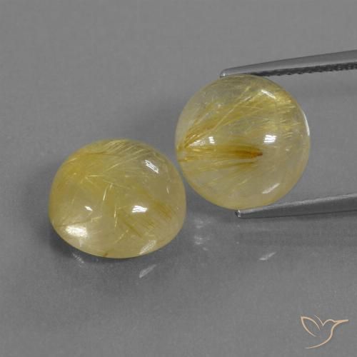11.53ctw Natural Amarillo terroso Cuarzo rutilo, Redondo, Transparente