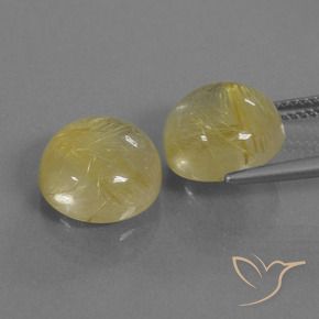 Gemas de Cuarzo rutilo Amarillo terroso natural de 11.53 ct, Redondo, Transparente