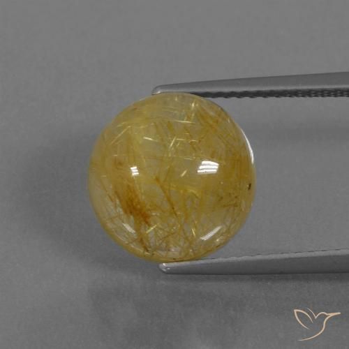 6.61ct Natural Amarillo dijón Cuarzo rutilo, Redondo, Translúcido
