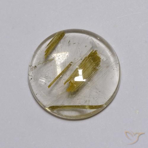 Cuarzo rutilo Amarillo claro natural de 3.54 ct, Redondo, Transparente