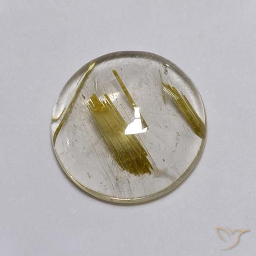 Cuarzo rutilo Amarillo claro natural de 3.54 ct, Redondo, Transparente