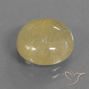 Cuarzo rutilo Amarillo dijón claro natural de 4.81 ct, Redondo, Transparente