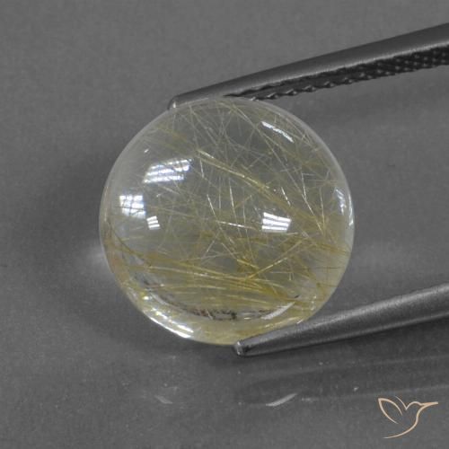 4.89ct Natural Marrón-dorado muy claro Cuarzo rutilo, Redondo, Transparente