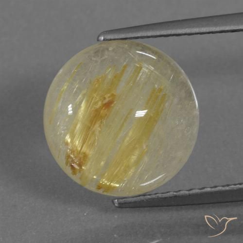 4.40ct Natural Amarillo terroso Cuarzo rutilo, Redondo, Transparente