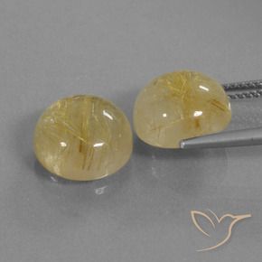Gemas de Cuarzo rutilo Amarillo dijón natural de 11.22 ct, Redondo, Transparente
