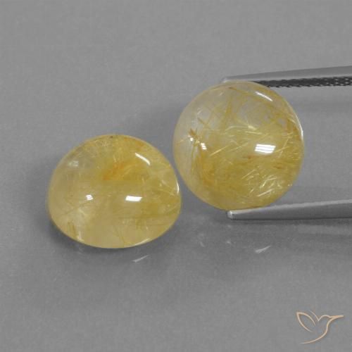 10.89ctw Natural Amarillo pálido Cuarzo rutilo, Redondo, Transparente