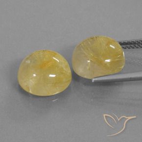 Gemas de Cuarzo rutilo Amarillo pálido natural de 10.89 ct, Redondo, Transparente
