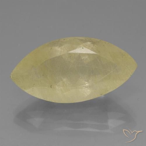 Cuarzo rutilo Amarillo dijón muy claro natural de 17.15 ct, Marquesa, Transparente