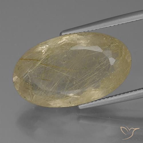 Cuarzo rutilado amarillo natural de 21,51 ct, corte óvalo, transparente