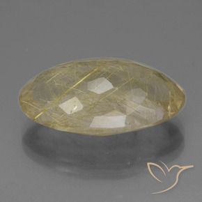 Cuarzo rutilado amarillo natural de 21,51 ct, corte óvalo, transparente