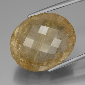 Cuarzo rutilado dorado natural de 50,97 ct, corte óvalo, transparente
