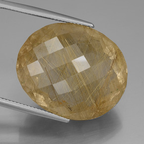 Cuarzo rutilado dorado natural de 50,97 ct, corte óvalo, transparente