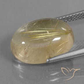Cuarzo rutilo Amarillo terroso natural de 8.09 ct, Ovalada, Transparente