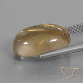 Cuarzo rutilo Marrón-dorado muy claro natural de 7.85 ct, Ovalada, Transparente