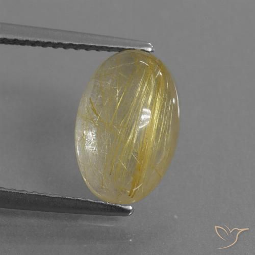 3.91ct Natural Amarillo terroso Cuarzo rutilo, Ovalada, Transparente