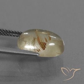 Cuarzo rutilo Amarillo claro natural de 4.92 ct, Ovalada, Transparente