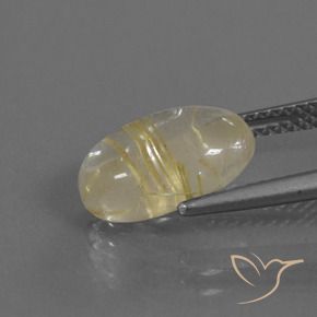 Cuarzo rutilo Amarillo claro natural de 3.68 ct, Ovalada, Transparente