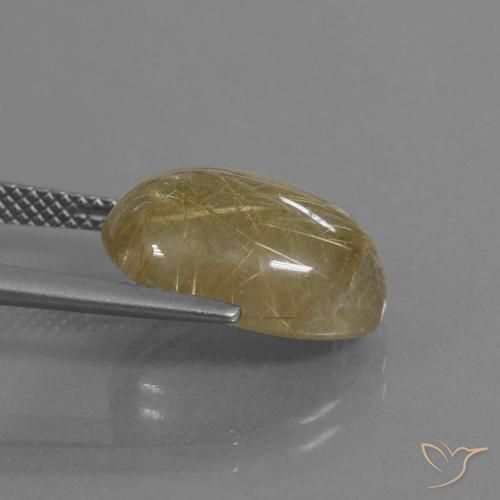 Cuarzo rutilo Amarillo terroso natural de 7.75 ct, Ovalada, Transparente