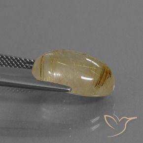 Cuarzo rutilo Marrón-dorado muy claro natural de 8.12 ct, Ovalada, Transparente