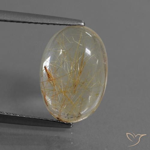 4.09ct Natural Marrón-dorado muy claro Cuarzo rutilo, Ovalada, Transparente