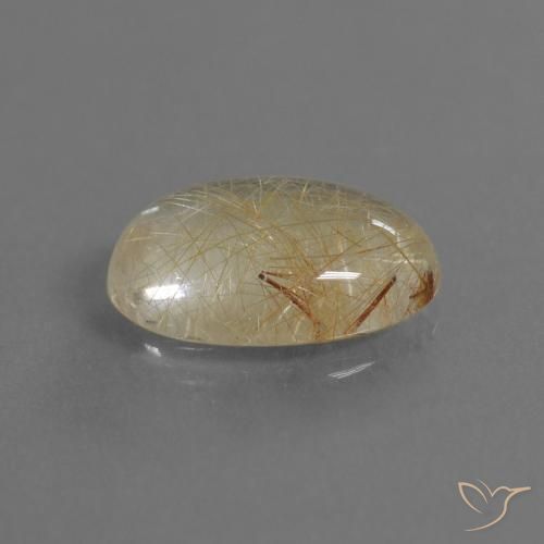 Cuarzo rutilo Marrón-dorado muy claro natural de 4.09 ct, Ovalada, Transparente