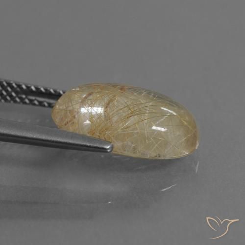Cuarzo rutilo Marrón-dorado muy claro natural de 4.09 ct, Ovalada, Transparente