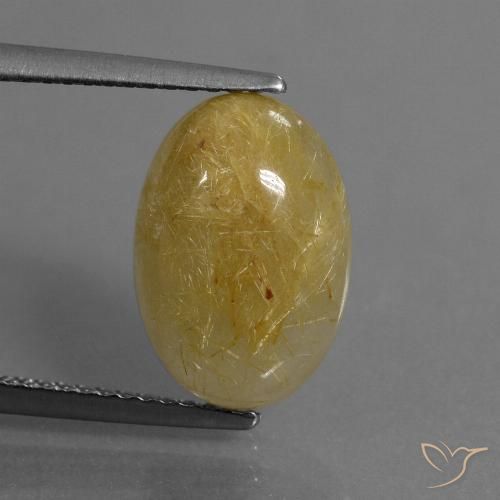 4.56ct Natural Amarillo dorado Cuarzo rutilo, Ovalada, Translúcido