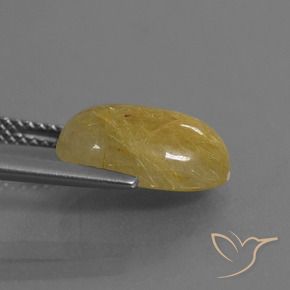 Cuarzo rutilo Amarillo dorado natural de 4.56 ct, Ovalada, Translúcido