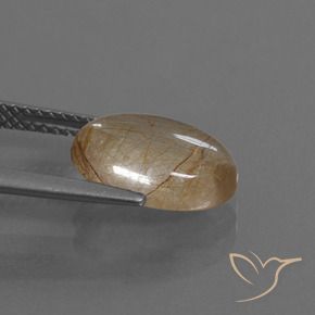Cuarzo rutilo Marrón leonado muy claro natural de 3.06 ct, Ovalada, Transparente