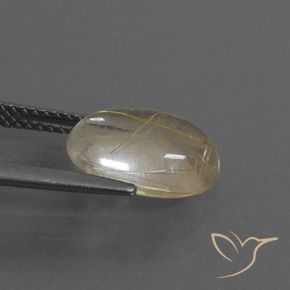 Cuarzo rutilo Marrón-dorado muy claro natural de 3.27 ct, Ovalada, Transparente