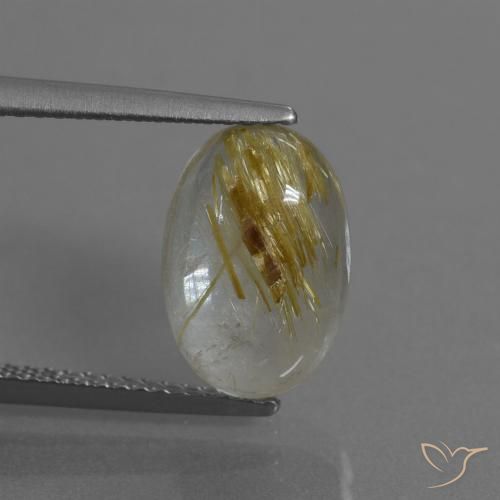 3.87ct Natural Marrón-dorado muy claro Cuarzo rutilo, Ovalada, Transparente