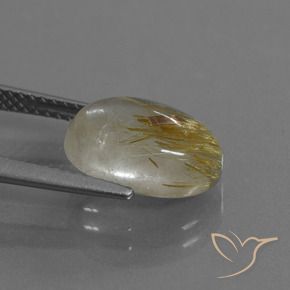 Cuarzo rutilo Marrón-dorado muy claro natural de 3.87 ct, Ovalada, Transparente