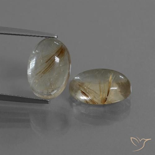 9.84ctw Natural Marrón-dorado muy claro Cuarzo rutilo, Ovalada, Transparente