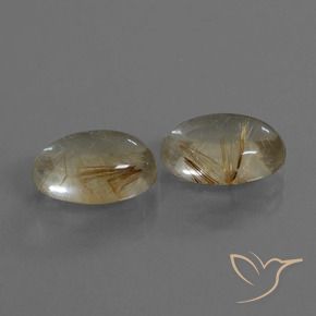 Gemas de Cuarzo rutilo Marrón-dorado muy claro natural de 9.84 ct, Ovalada, Transparente