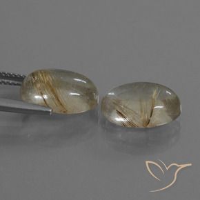 Gemas de Cuarzo rutilo Marrón-dorado muy claro natural de 9.84 ct, Ovalada, Transparente