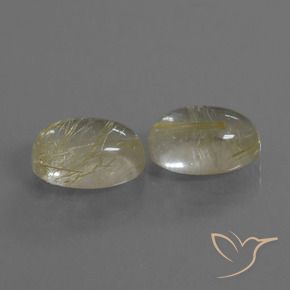 Gemas de Cuarzo rutilo Amarillo claro natural de 11.22 ct, Ovalada, Transparente
