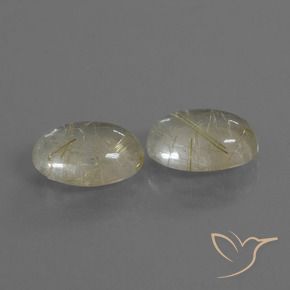 Gemas de Cuarzo rutilo Amarillo claro natural de 9.16 ct, Ovalada, Transparente
