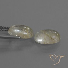 Gemas de Cuarzo rutilo Amarillo claro natural de 9.16 ct, Ovalada, Transparente