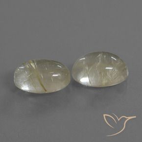 Gemas de Cuarzo rutilo Amarillo claro natural de 11.00 ct, Ovalada, Transparente