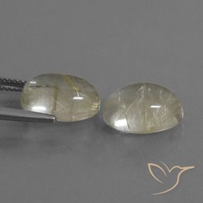 Gemas de Cuarzo rutilo Amarillo claro natural de 11.00 ct, Ovalada, Transparente